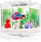 Small Betta Fish Tank Aquarium Tank Kit W/ LED Lighting 0.6 Gallon Stackable