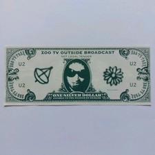 U2 Bono - 1992 Zoo TV Outside Broadcast Bono Bucks One Silver Dollar USA Note