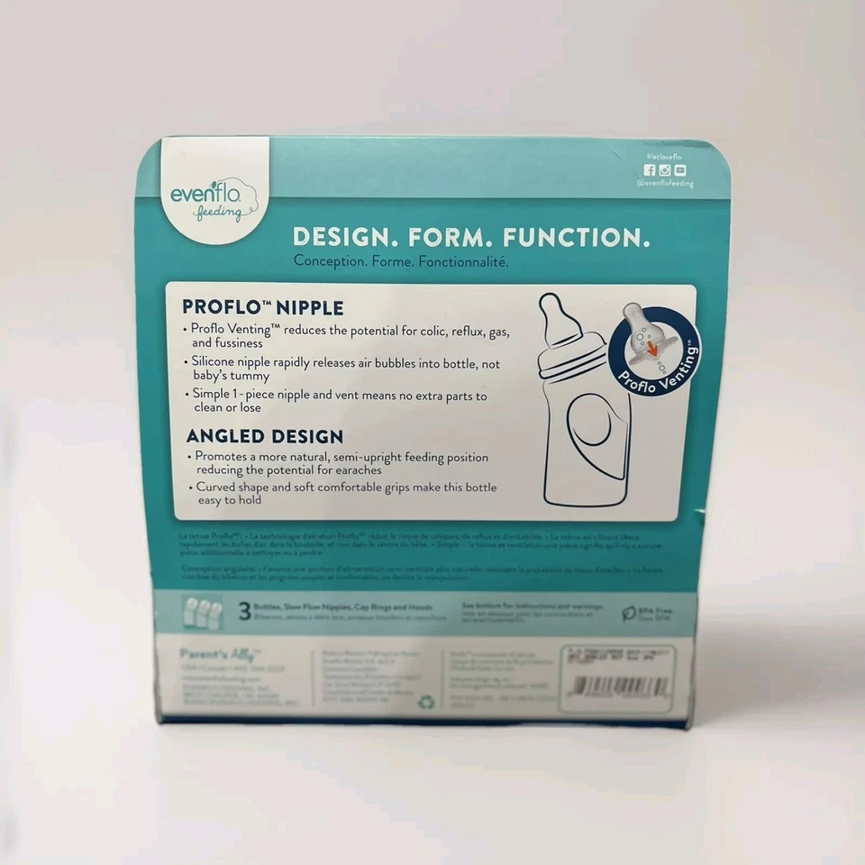 Evenflo Advanced Juego de Biberón Ventilado en Ángulo Paquete de 3 6oz Azul Marino Gris NUEVO Foto 2 de 4