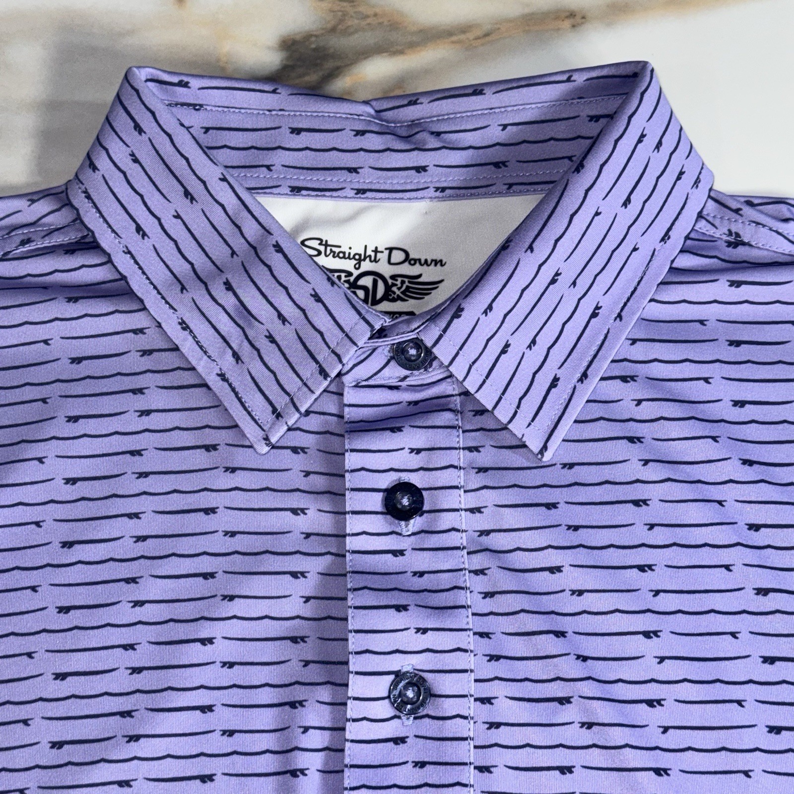 Straight Down Golf Polo Large Performance Purple … - image 2