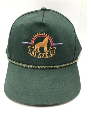 Alaska Howling Wolf Emrbroidered Rope Black Snapback Hat Capo Headliners Sunrise