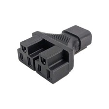 IEC320 C14 to 2 Nema 5-15R AC adapter C14 to 2x US Nema 5-15R female Y adapter