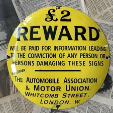 VINTAGE POLICE MOTOR UNION LONDON 12 INCH CONVEX PORCELAIN ENAMEL SIGN