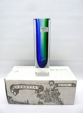 Mandruzzato Murano Sommerso Style Glass Vase Square Column Italy w/ Box
