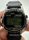 Timex Men's Watch Atlantis 100 Digital Quartz Indiglo Black Rubber Strap Vintage
