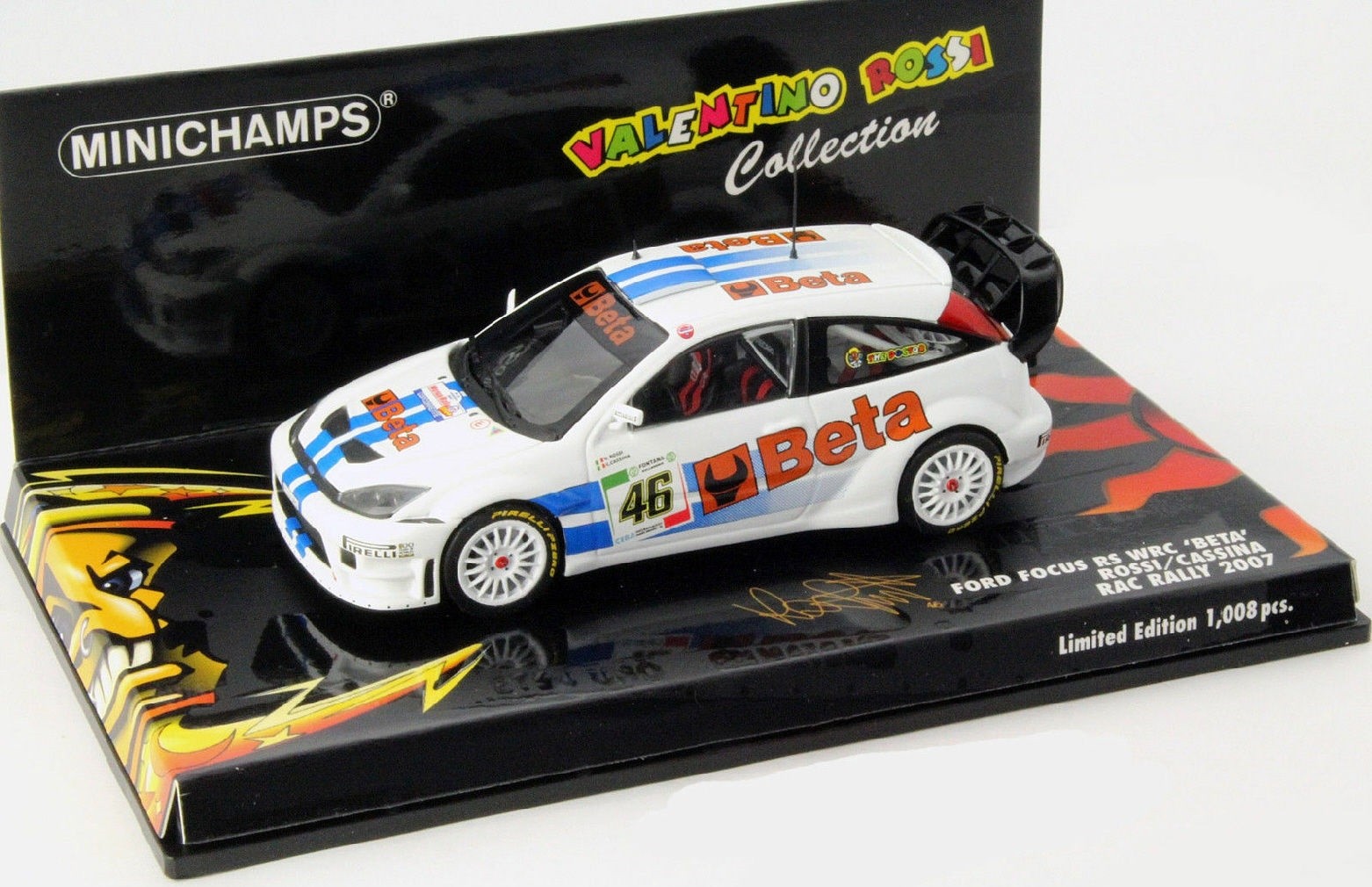 Modèle réduit Ford Focus RS WRC Minichamps 1/43 en métal injecté haute finition Rossi