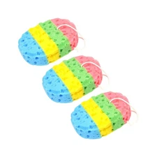 3 Pcs Four Colors Oval Bath Sponge Seaweed Material Sponges for Skin Care