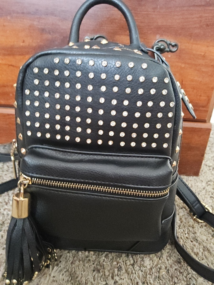 Bebe Backpack Purse With Studs Bling Zippers Inside Outside  display picture 3