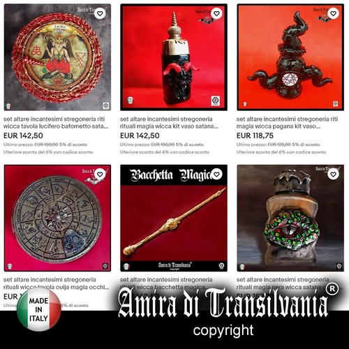 Set Altare Incantesimi Stregoneria Riti Magia Nera Specchio Nero Anthame Strega - Picture 21 of 24