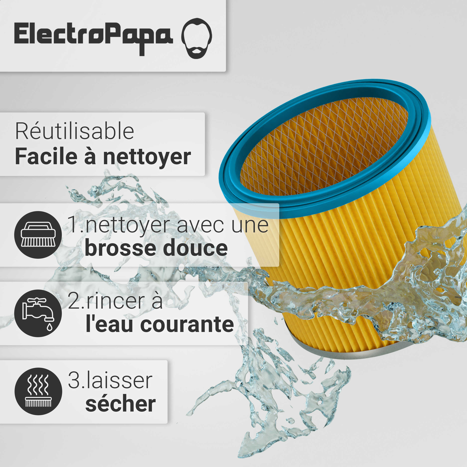 Vhbw 10x Filtro A Pieghe Piatte Compatibile Con OBI NTS 20 Aspirapolvere Cartuccia Filtrante 87877540 - Foto 5