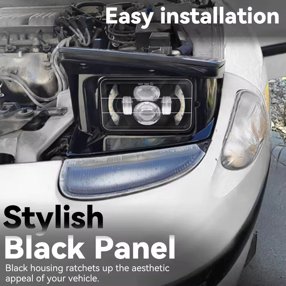 Faros LED DRL de haz alto/bajo DRL de 4x6" para Pontiac Firebird Trans Sport 1980-02 2 piezas Foto 4 de 4