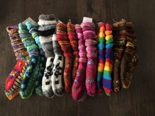 Hand Knitted Fairtrade Wool Socks House Bed Slipper Warmer Fleece Boot Nepal SL