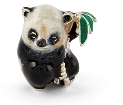 Saturn Sterlingsilber und Emaille Panda - vollständig gestempelt