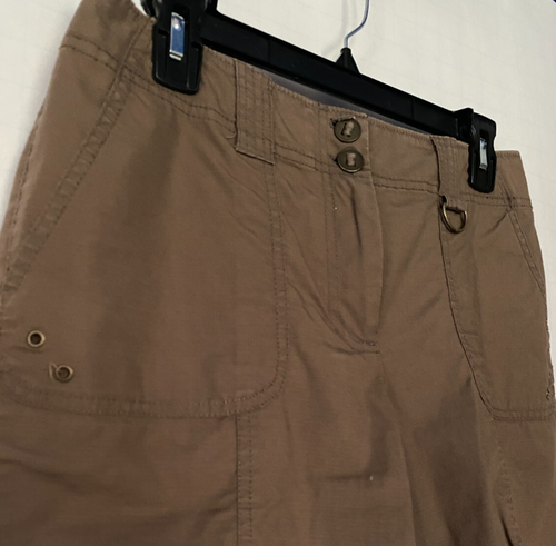 CHICO'S Long Bermuda Shorts Size 0 Brown Flat Front Lightweight - Picture 2 of 3