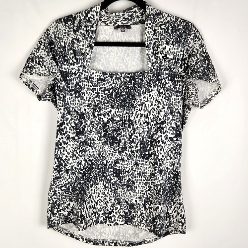 Katies Womens Blouse Size L 14 Black White Monochrome Square Neck Office Work