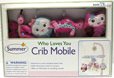 Summer Who Loves You Crib Mobile with Matching Wall Decals New 2012 Owls Turtle