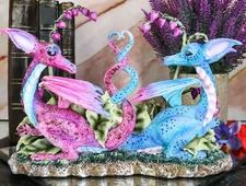 Ebros Gift Lovely Couple Winged Dragons Home Tabletop Decorative Resin
