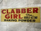 Vintage 1952 Clabber Girl Baking Powder Tin Sign Original 34 X 11.75 Rare Double