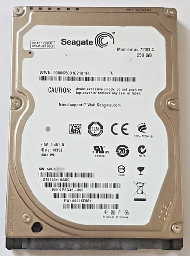 250 GB SATA Seagate Momentus 7200.4 ST9250410ASG 16MB HDD 2.5" intern Festplatte