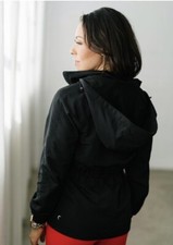 New ZYIA acrive Black drawstring windbreaker jacket Size XS 1