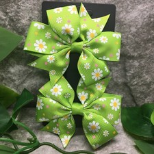 2 PC 3" Boutique Alligator Clip Grosgrain Bow Set New Floral Dog Cat 496