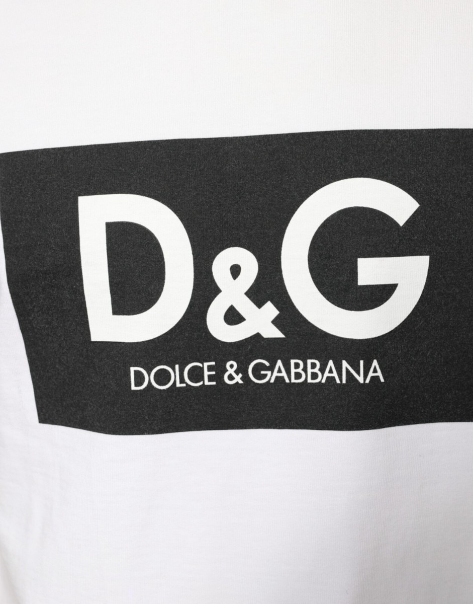 D&G Tシャツ Sサイズ DOLCE & GABBANA T-shirt White Cotton DG Logo Print Casual