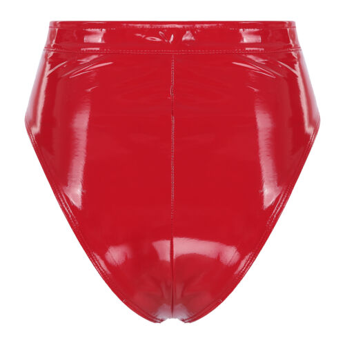Womens Latex Wet Look Booty Shorts High Waisted Zipper Crotch Cheeky Hot Pants - Picture 50 of 70