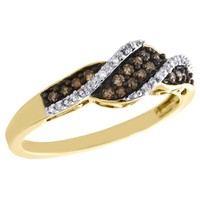 10K Gelb Goldbraunes Diamant Ehering Damen Wirbel JubiläUm Ring 0.20 Karat