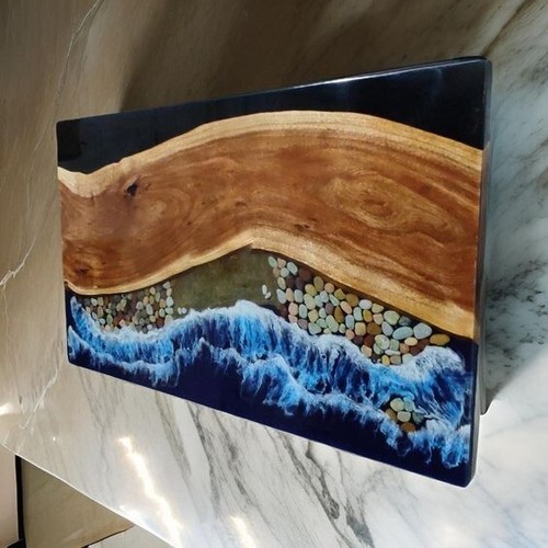 Ocean Walnut Epoxy Table - Wooden Epoxy Dining Center Table - Home Decor - Picture 2 of 8