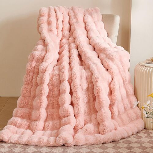 Luxury Plush Throw Blanket Super Soft Cozy Fuzzy Blanket Faux Fur Bed Blanket - Picture 19 of 76