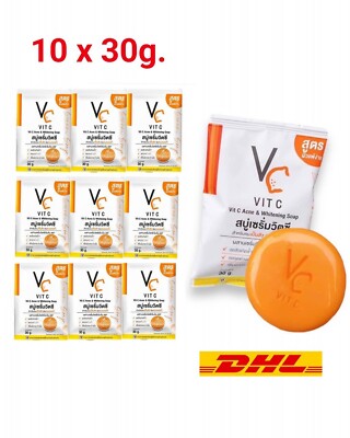 10x VC Vit C Ance & Whitening Soap, Reduces acne scars brightens skin 30g