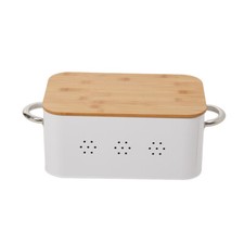 39cm Large Bread Bin with Bamboo Lid Loaf Storage Container Kitchen Countertop