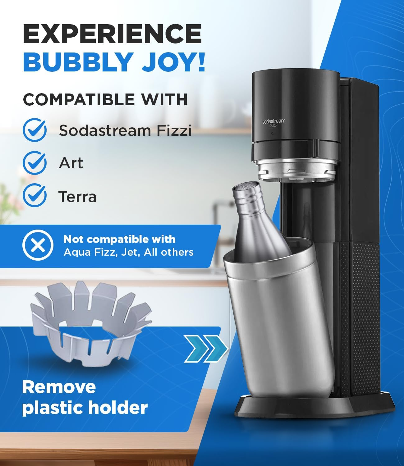 ® Plastic Free 35Oz Bottle for Sodastream Terra, Fizzi & Art