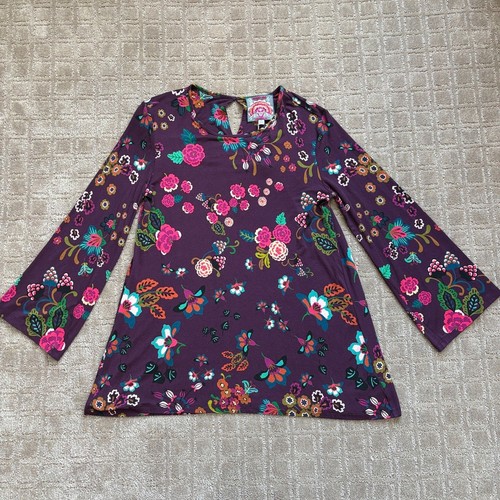 Johnny Was The Janie Favorite High Neck Swing Tunic Floral Women's Small Purple