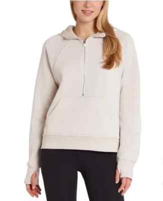 NEW Danskin Ladies' Half Zip Hoodie, Moonbeam Tan Size   S (183)