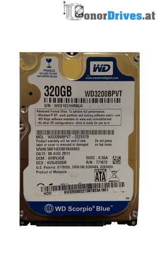 Western Digital WD3200BPVT-22ZEST0 - 320GB - SATA -PCB 2060-771672-004 Rev. A*