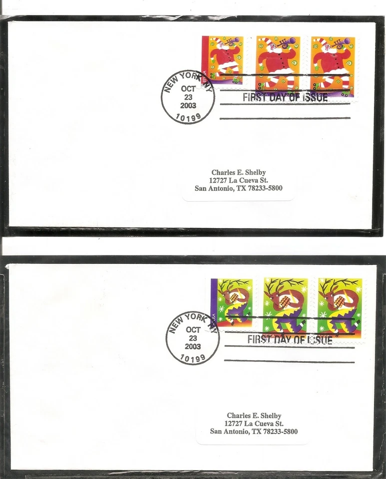 US SC # 3821-3824 / 3825-3828 Christmas Music makers FDC . No Cachet .  - Image 2 of 2
