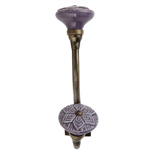 Appendiabiti da parete con ruota in ceramica viola, gancio per porta in tessu... - Foto 2 di 12