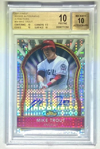 Mike Trout 2011 Finest Rookie Autograph X-Fractor /299 ￼￼BGS 10 PRISTINE AUTO 10