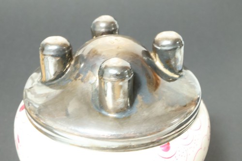 Alte Silber Porzellan Vase Fußvase Blumenvase Porzellanvase overlay silver ? alt - Bild 10 von 11