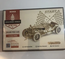 Grand Prix Car Retro Vehicle 3D Wooden Puzzle Model Kit Adult Teen Kids Gift New