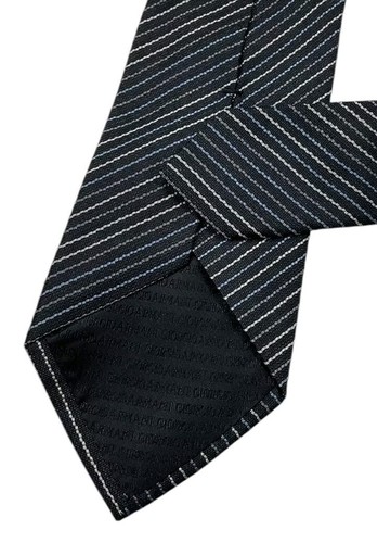 GIORGIO ARMANI Men's 100% Silk Necktie LUXURY Tie Black Striped W:3.5" EUC - Picture 4 of 4