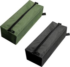 2pcs Waterproof Zipper Tool Bags Canvas Storage Pouch Black & Green
