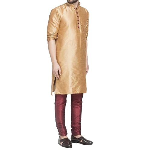 Traditional Plain Full Sleeve Silk Kurta Pajama Regular Fit Party Were For Mens - Picture 21 of 66