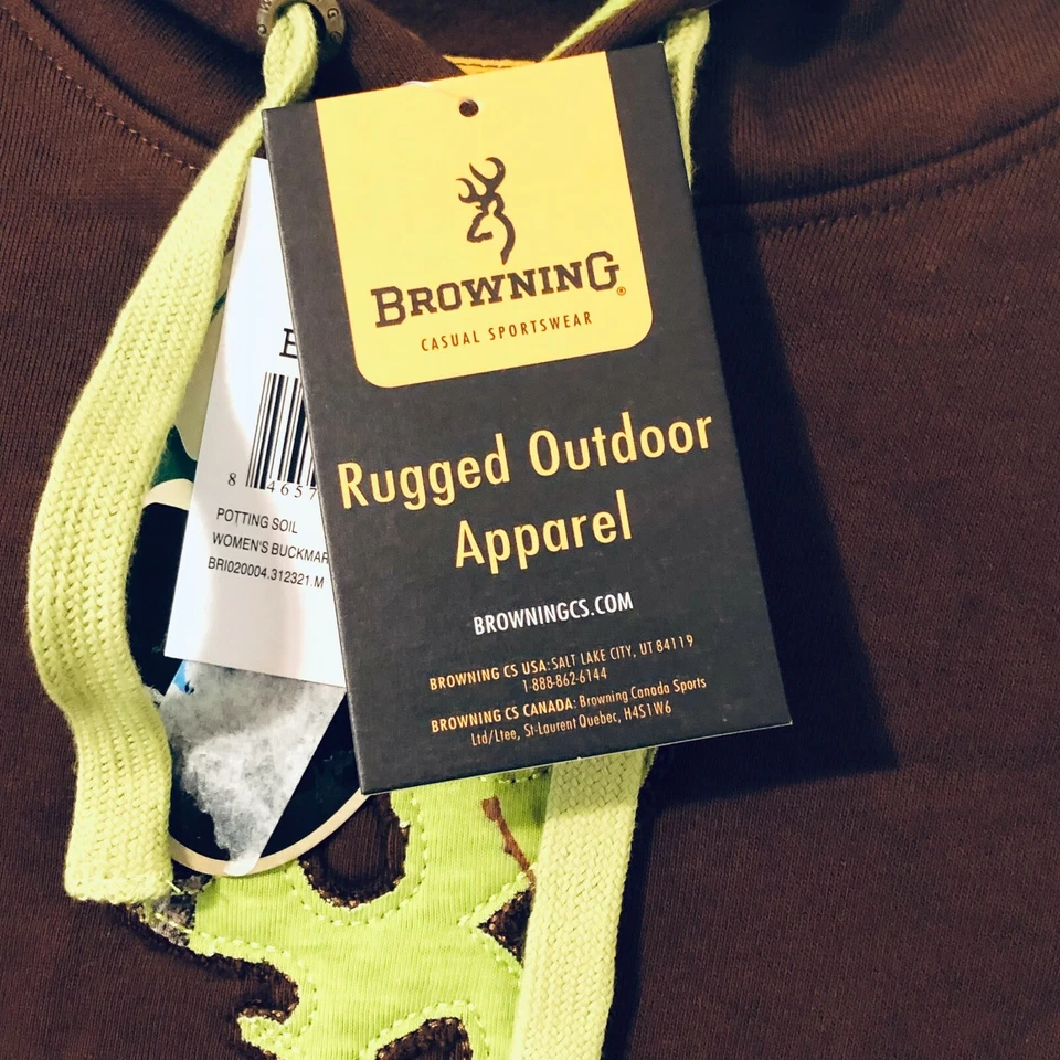 Browning Buckmark Brown Sweatshirt Hoodie Mossy Oak Womens Sz M Camo Accents NWT - Image 2 of 4