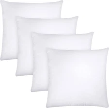 Bedding Throw Pillows Insert (4 Pcs, White) - 18X18" Bed and Couch Pillows Decor