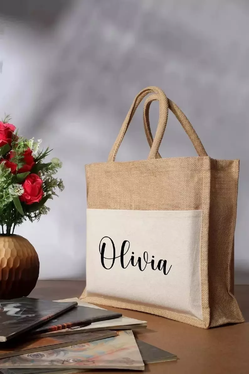 Burlap Tote Bag - Personalized