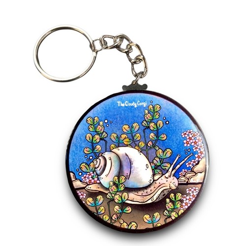 Whimsical Snail Plants Keychain Handmade Retro Nature Art Gift and Accessories - Picture 6 of 14