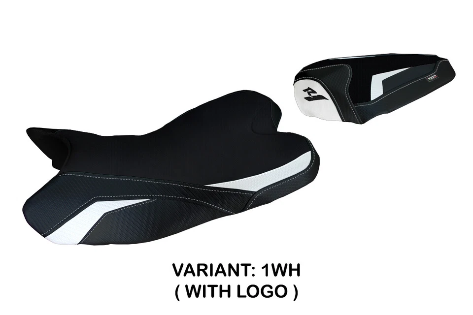 Capa de Assento Yamaha YZF R1 2009 2010 2011 2012 2013 2014 Tappezzeria Branca Preta - Imagem 2 de 4