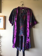 Vintage Satin Robe Pj Short Set Sz Small